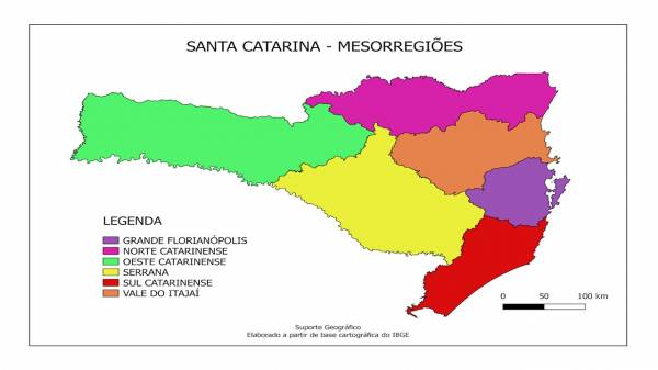 Mapa mesorregiões de Santa Catarina 