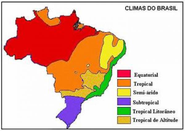 mapa do Brasil  climas do Brasil - site efuturo.com.br